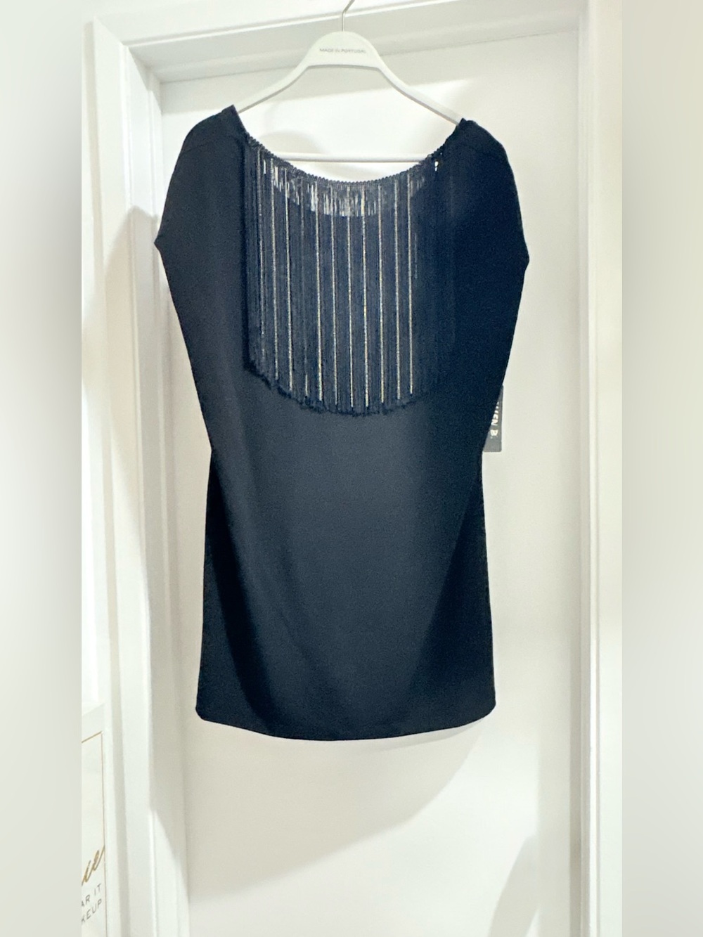 Allen B. By Allen Schwartz Black Fringe-Back Sleeveless Tank